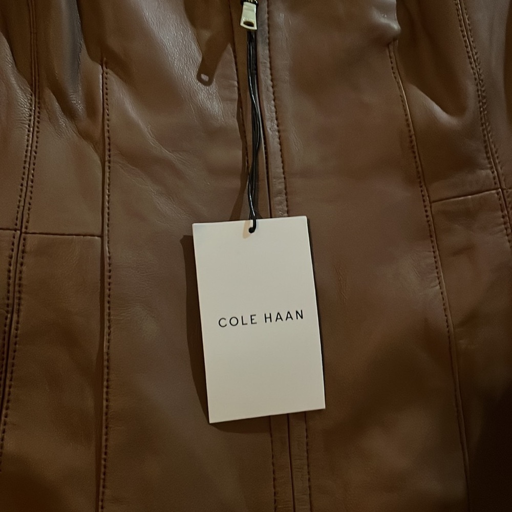 NWT Cole Haan Wing Collar Leather Jacket M - Picture 5 of 7